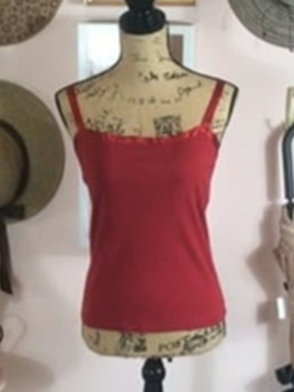 Ann Taylor Red Tank Top with Satin Straps